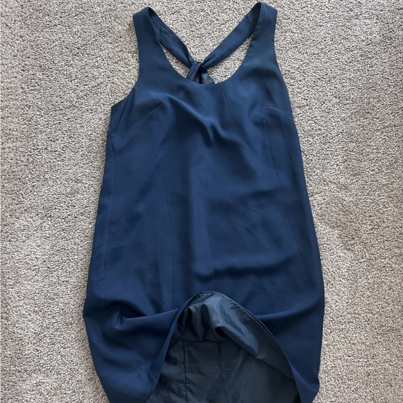 J.Crew shift dress silky dress solid blue fully lined twist knot back size 4 - Picture 4 of 9